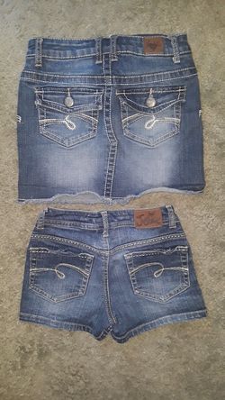 Girls justice size 10 denim skirt and shorts