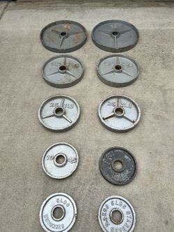 Old school Olympic weights good cast iron