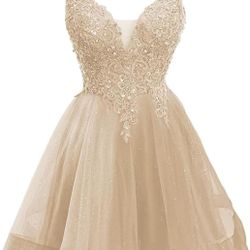 Homecoming Dresses 2025 Short - Flowy Lace Prom Dress Tulle A-Line Princess DAMA Dresses