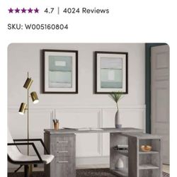 L-shaped corner grey desk