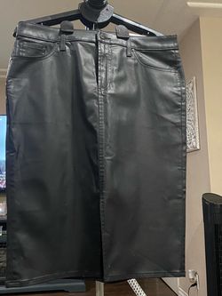 Chicos Black Faux Leather Midi  Skirt