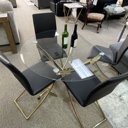 Modern Gold And Black With 4 Chairs 