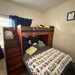 King Bunk Bed With 10 Built In Dressers/drawers