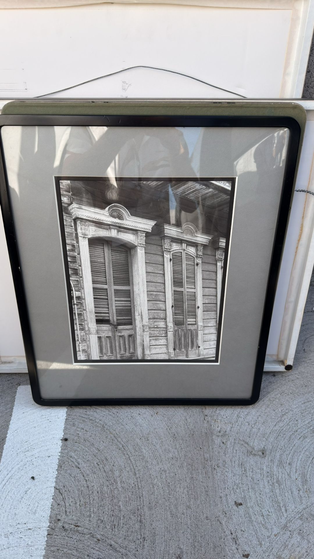 Vintage Architectural Photography Print – “French Colonial Facade” Framed Black & White Art