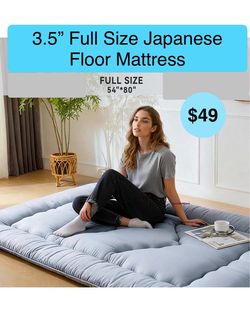 3.5” Full Size Japanese Floor Mattress/ Futon Mattress/Tatami Mat. High Density Foam Support for Adult Kids Sleep,Portable Futon Sofa Bed for Camping,