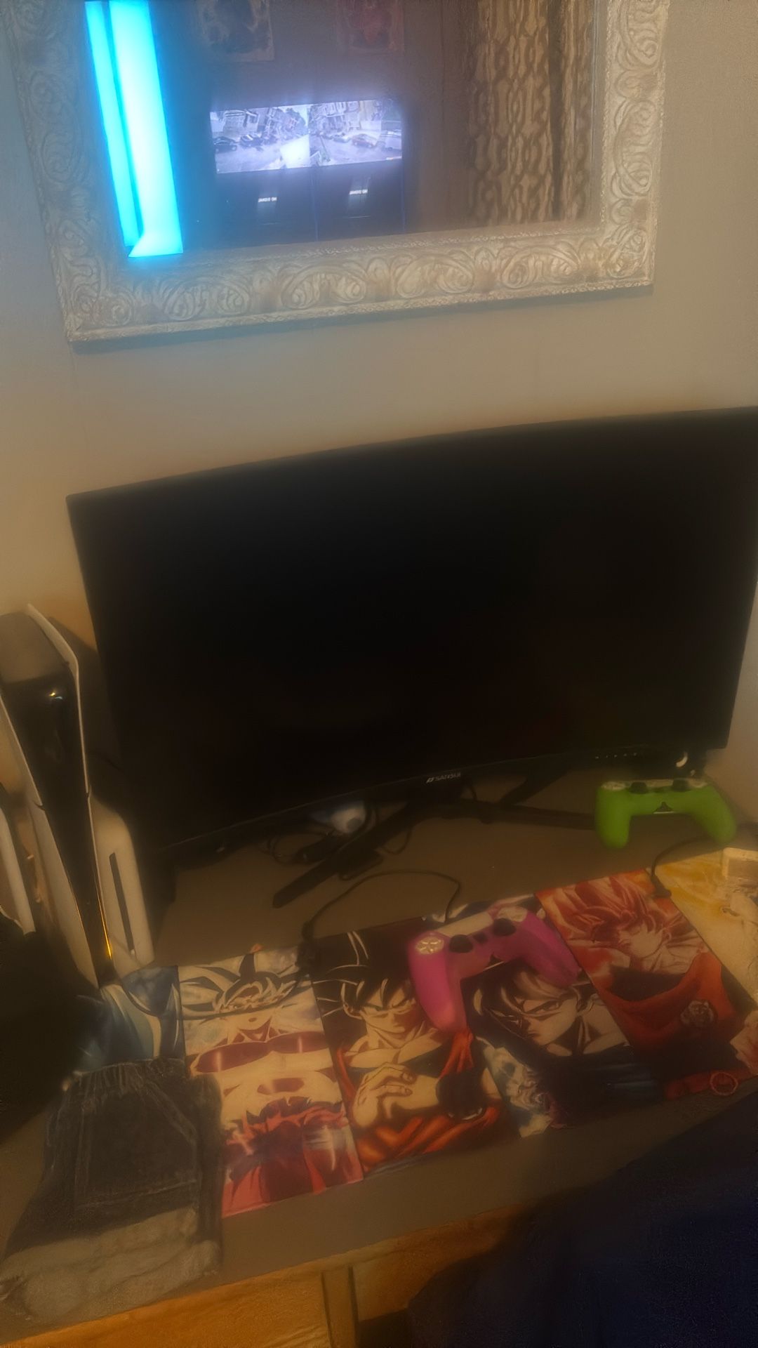 Playstation Five With Monitor And Two Remotes