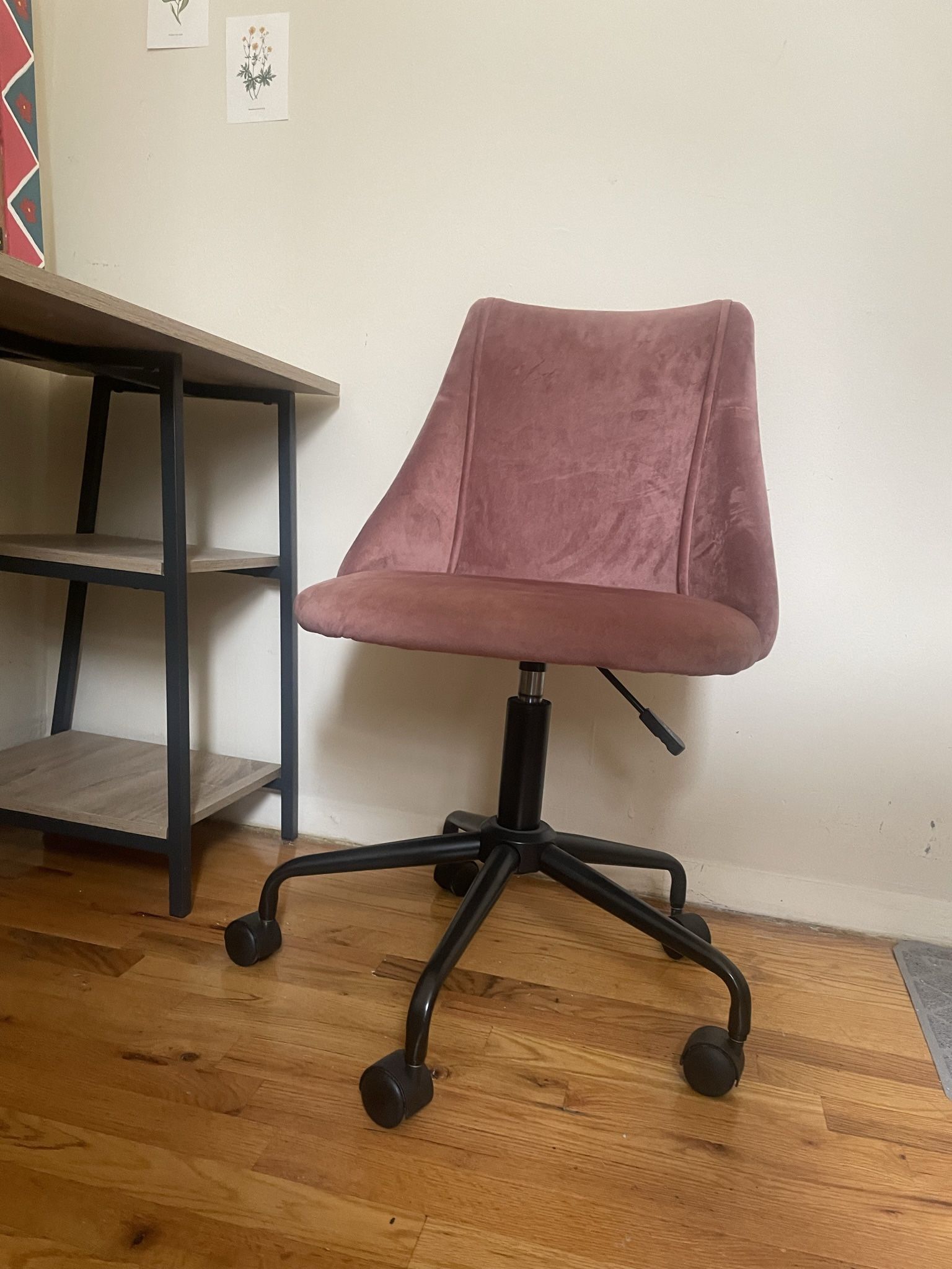 Pink Velvet Office Chair