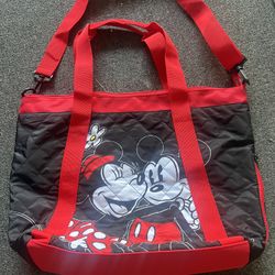 Disney Mickey and Minnie Mouse Bioworld Tote Travel Bag Red Black