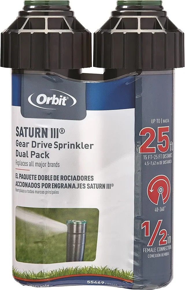 Orbit 55469 – Sprinkler Saturn III Medium Scope, pre-Installed with Nozzle, 5.50 x 11 x 17 cm, Black/Green