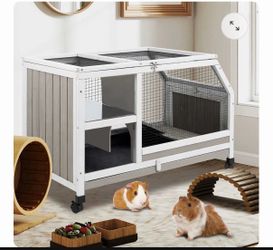 Indoor Guinea Pig Cage for Small Animals Habitat with Wheels,Pull-Out Tray-PET36