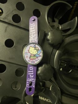 Vintage Sanrio Hello Kitty Digital LCD Watch Purple Strap  and kids green Lacoste plastic watch