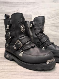 HARLEY-DAVIDSON MENS SHOES DISTORTION BLACK LEATHER MOTORCYCLE (A1D022499)