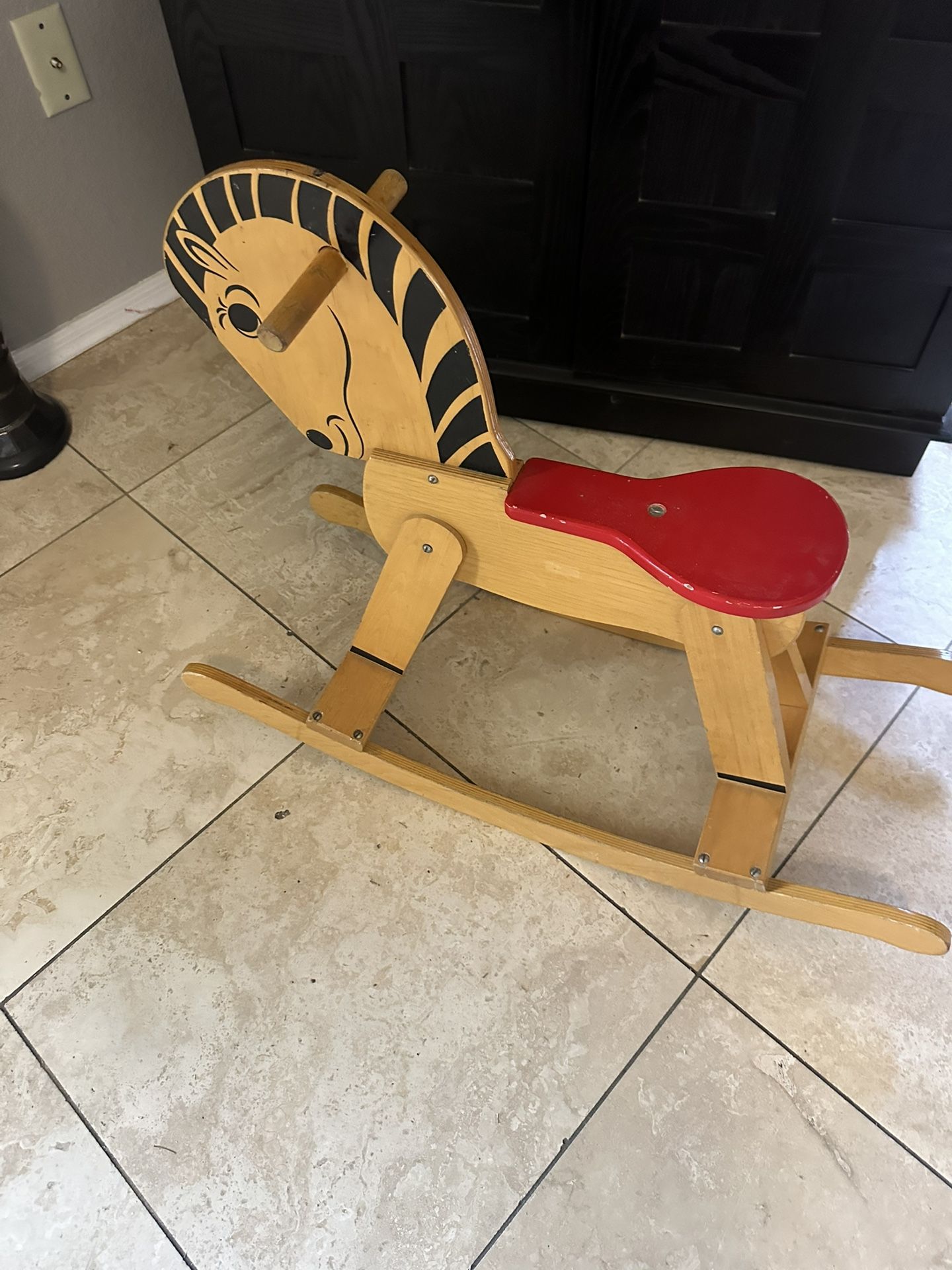 Imported from Poland Vintage Wood Rocking Horse