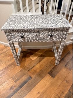 Bone Inlay Two-Drawer Side Table