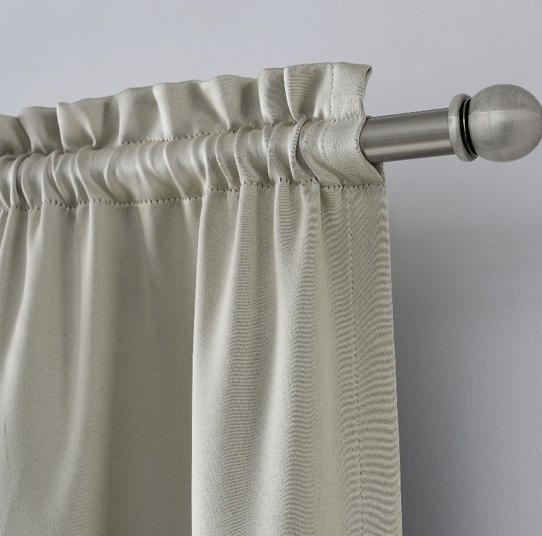 Solid Curtain Panel Pair and adjustable curtain rod
