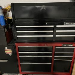 Craftsman bottom tool box and snap on side cabinet