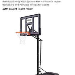 Portable Basketball Hoop Outdoor, 4.8-10FT Height Adjustable Basketball Hoop Goal System with 44-48 Inch Impact Backboard and Portable Wheels for Adul