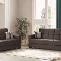 New Leather Sofa Love Seat Set Only $829 Turn Into Bed We Deliver!