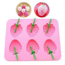 2 Strawberry Silicone Ice Molds