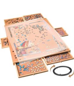 FUNbelievable 1500 Piece Rotating Wooden Puzzle Board - NEW