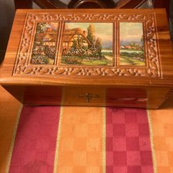 Vintage Mid Century Wooden Jewelry Box