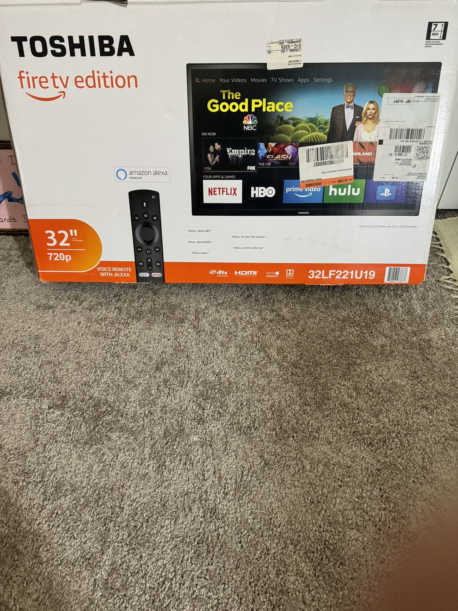 Mint Condition 32” Toshiba Fire TV 720P in the original Box with Original Remote.