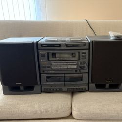 Aiwa 1980’s Boombox With Dual CD and Cassette Tape Players 