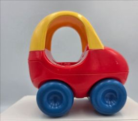 Vtg Little Tikes Little People Mini Toy Car Red Yellow Blue Plastic 4.5"x 4.5"