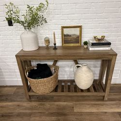 Rustic Oak Wood Console Table
