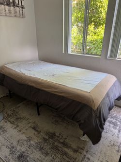 Twin XL Mattress + Foldable Bed Frame — Like New