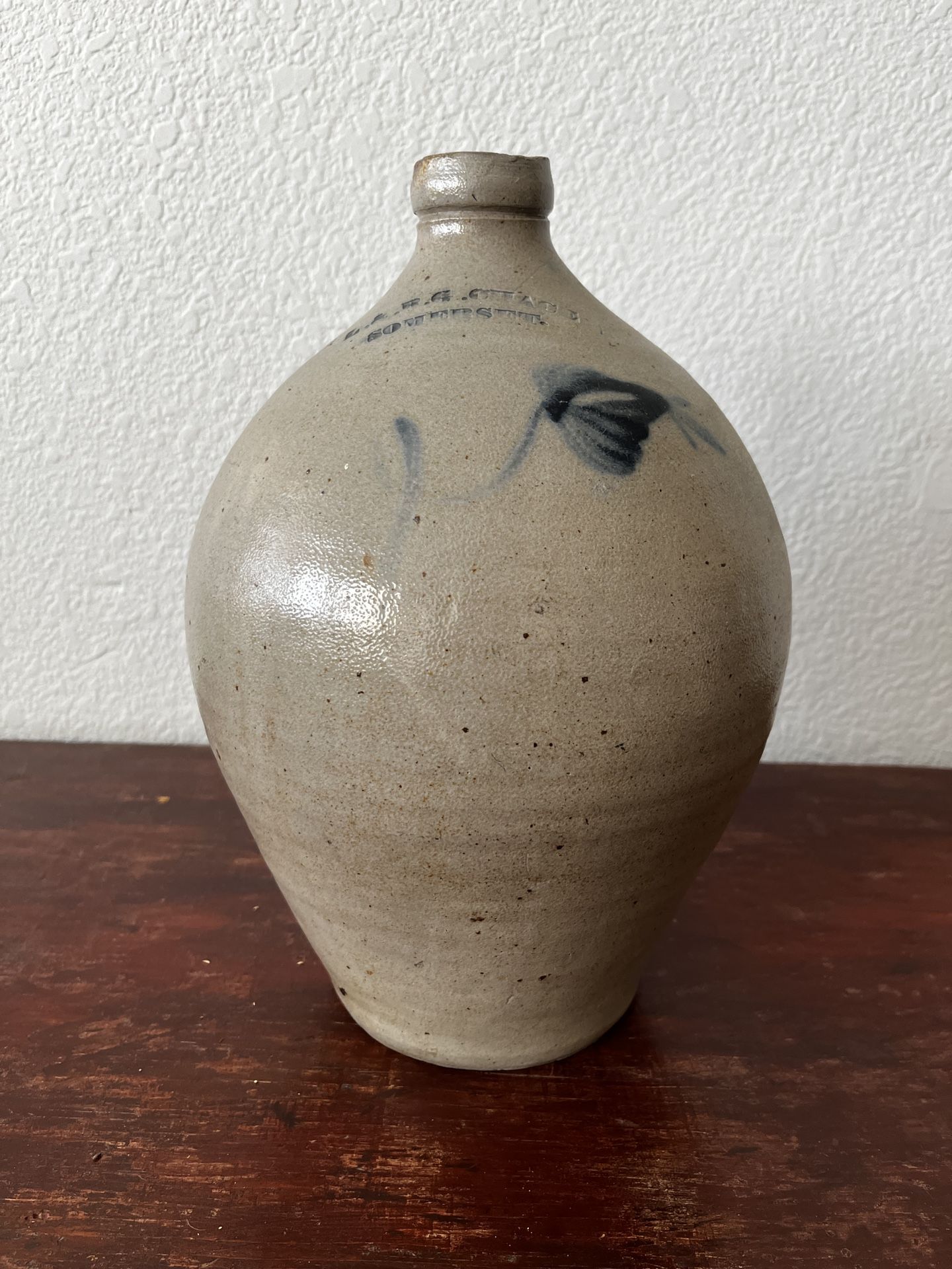 Stamped Stoneware Jug “L. & P. G. CHASE / SOMERSET” (c. 1860s–80s)
