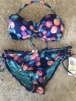 Macys Bar lll Bikini Bandeau Muti-color Underwire Summer Daze Medium 2 Pc $88