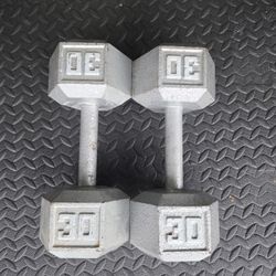 30 Pounds Dumbbells Set Solid Hex Dumbells 30lbs Dumbbells Set Weight Exercise Workouts Curl 