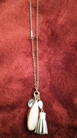 Peach/Grey Charm Necklace