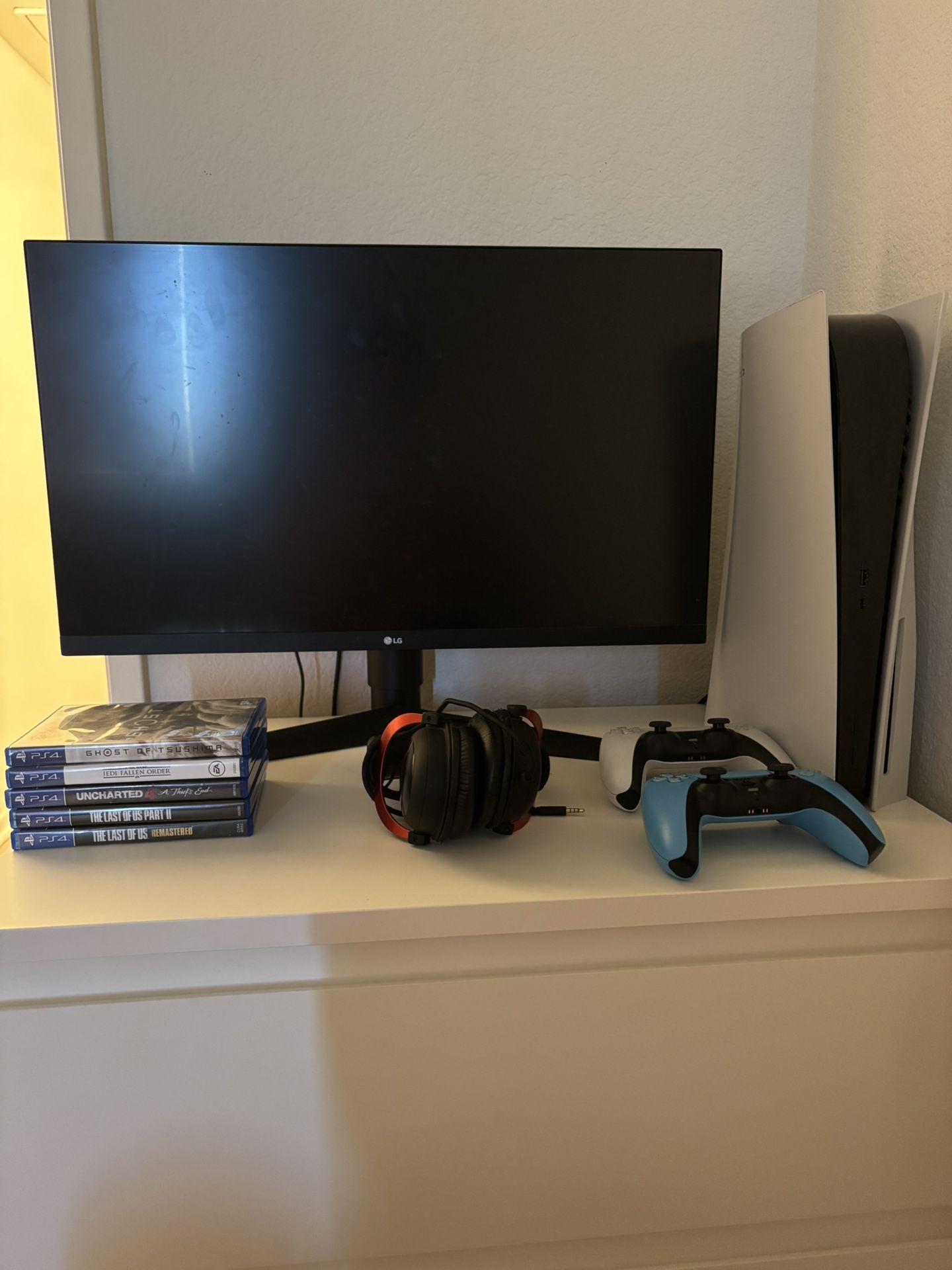 PlayStation 5, Gaming Monitor, Controllers, And Games