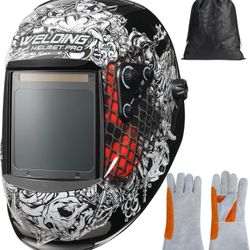 Welding Helmet Auto Darkening True Color Solar Powered Hood with Adjustable Wide Shade Range 4/9-13 for Mig Tig 1/25000s Response Time 4