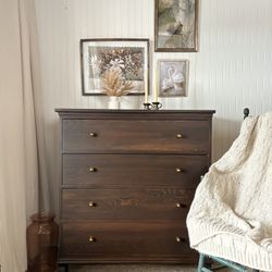 Antique Solid Wood Refinished Dark Dresser