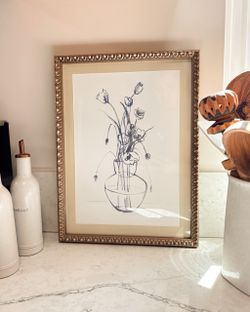 Framed Floral Sketch Art Print (Magnolia)