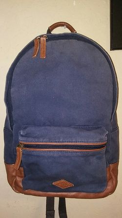 Fossil canvas and leather backpack