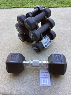 Set Of 6 Dumbbell + 1 Single 15 LB (VALENCIA) $40