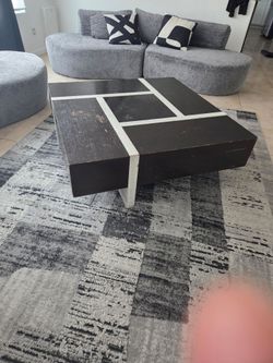 Mid-Century Modern Geometric Coffee Table - Black & White
