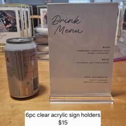 6 Pc Clear Acrylic Sign Holders