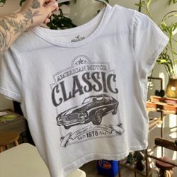 Hollister White T-Shirt Crop Top Soft Tee