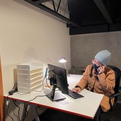 White IKEA Galant Corner Desks