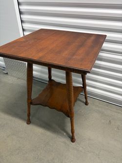 Antique Oak Parlor Table with Lower Shelf