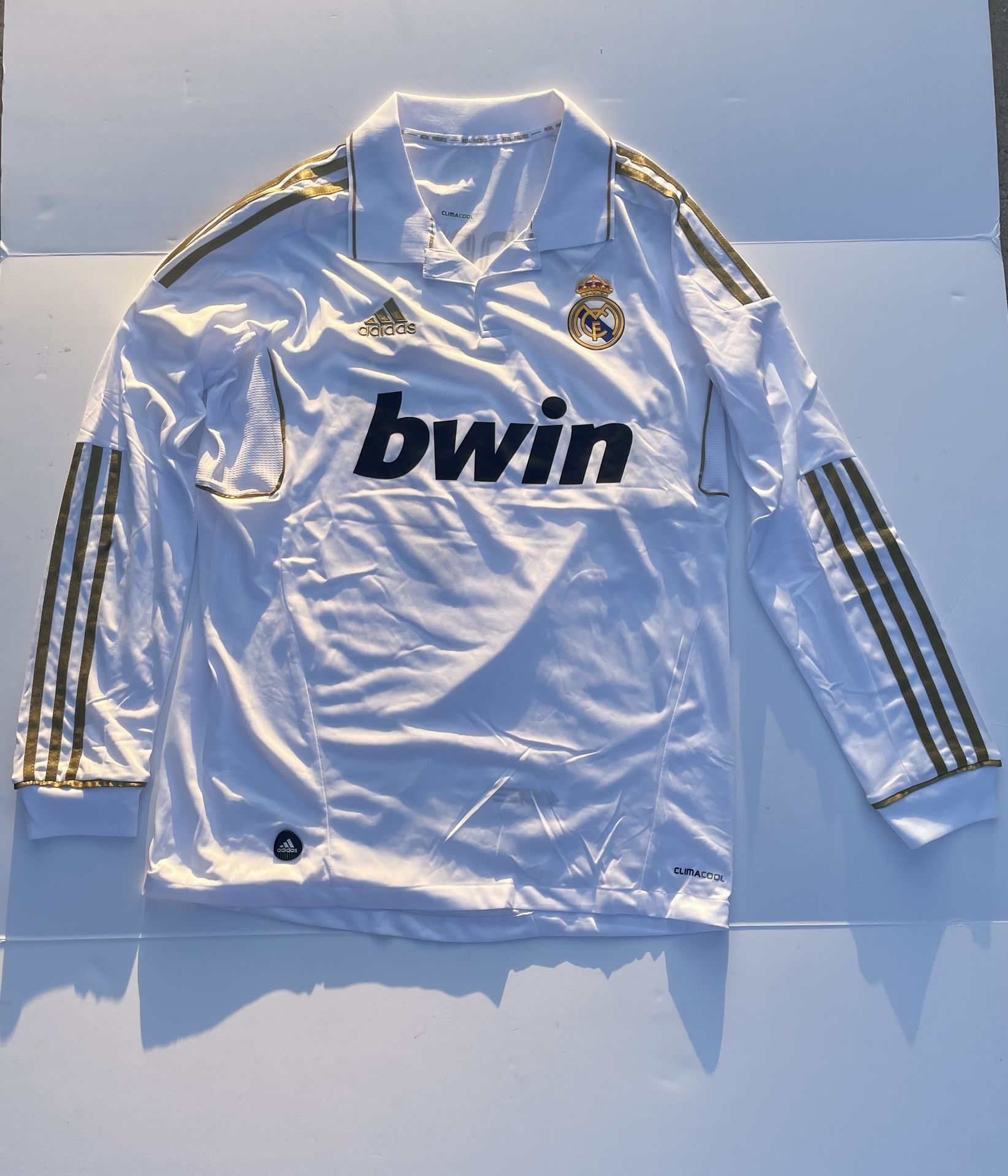2011 Adidas Real Madrid Bwin White Gold Jersey Mens No.7 Cristiano Ronaldo
