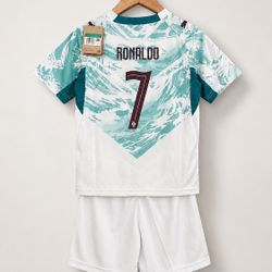 Ronaldo Portugal Away Kit Kids Set Soccer Jersey