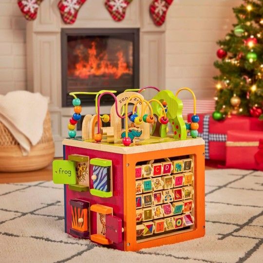 Colorful Wooden Activity Cube for Kids