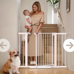 Mumeasy Baby Gate for Stairs 29.6-46" White