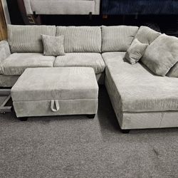 Brand New Sectional Corduroy & Storage Ottoman $567 